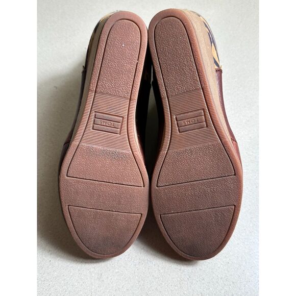 Toms Kelsey Brown Leather Zebra Wedge Bootie Size 8 - Picture 5 of 6